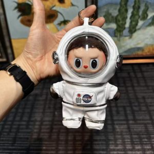Labubu Astronaut Suit – White Spacesuit with Clear Helmet & Keychain | Clothes for 17CM/6.7IN Dolls