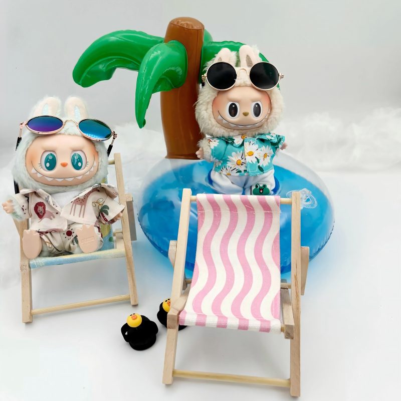 Labubu Beach Chair – Handmade Miniature Lounger for 17CM Dolls - Image 2