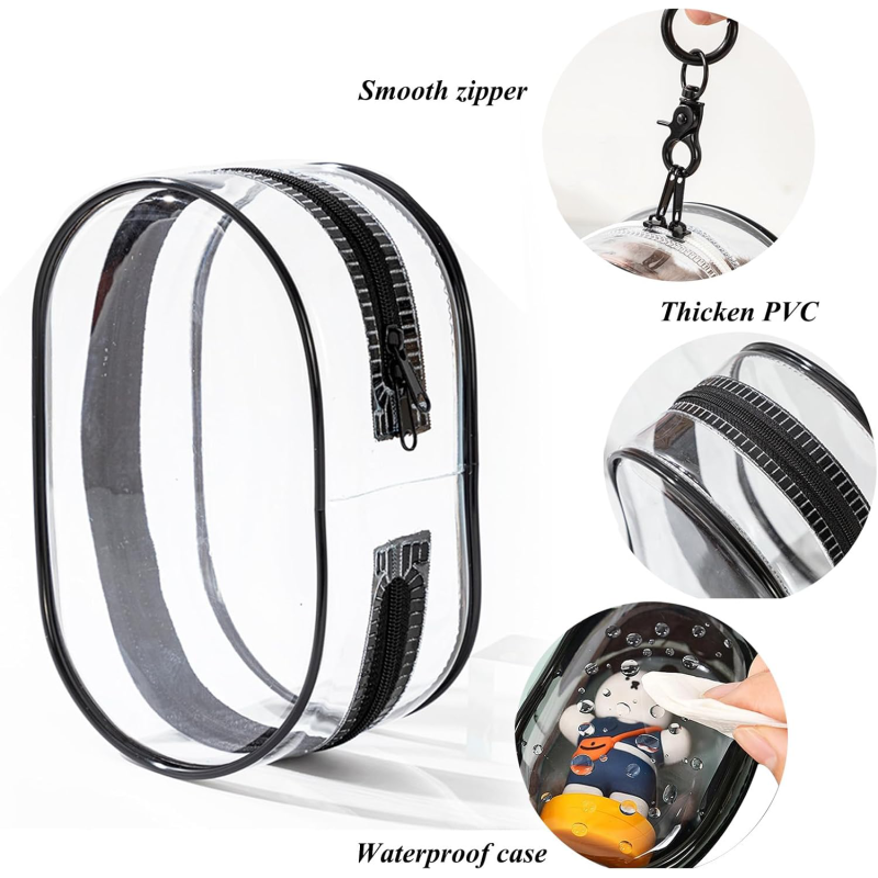 Labubu Display Bag Transparent PVC Dust Proof with Keychain, 18cm/7.1in High - Image 3