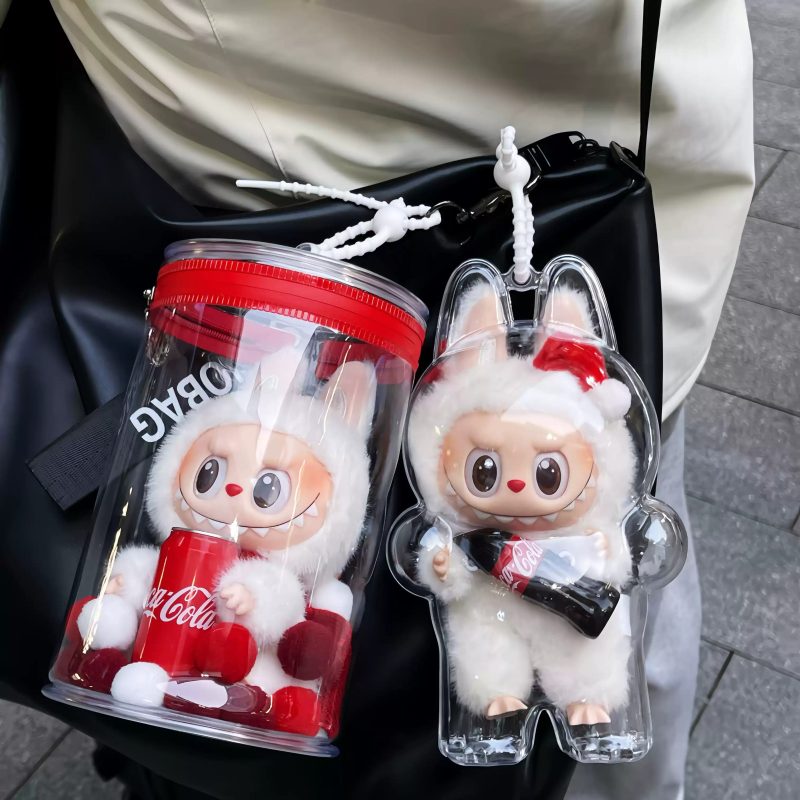 Labubu Cylindrical Transparent Display Bag with Keychain 19cm/7.5in High Suitable for Coca Cola Series - Image 4