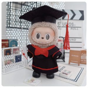 Labubu Clothes Graduation Outfit Set – Gown, Cap, Shoes & Scroll for 17CM/6.7IN Dolls