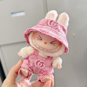 Labubu Clothes Outfit – Cute Handcrafted Overalls & Hat Set for 17CM/6.7IN Dolls
