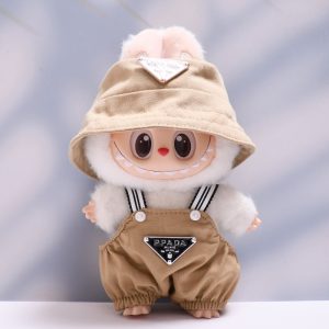 Labubu Clothes Outfit – Handmade Overalls & Triangle Hat Set for 17CM/6.7IN Dolls