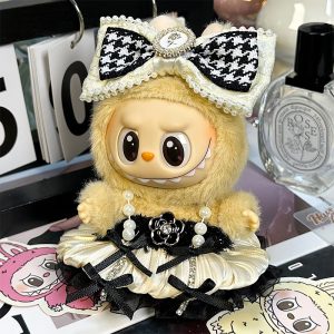 Labubu Clothes Pearl Strap Outfits – Elegant Style with Matching Bow for 17CM/6.7IN Dolls