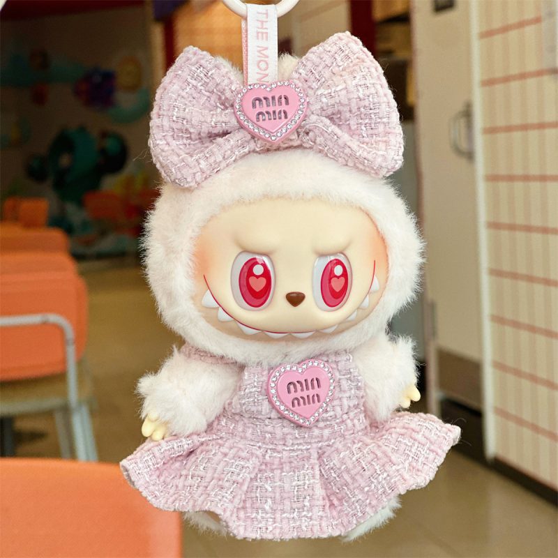 Pink Dress Outfit Set for Labubu with Bow Headpiece