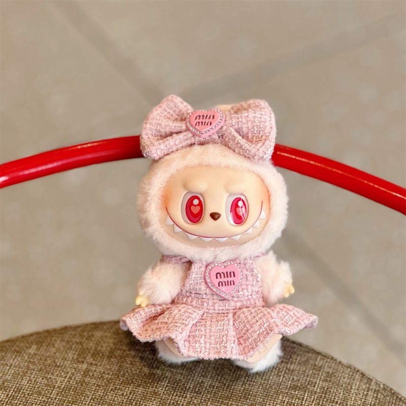 Pink Dress Outfit Set for Labubu with Bow Headpiece - Image 2