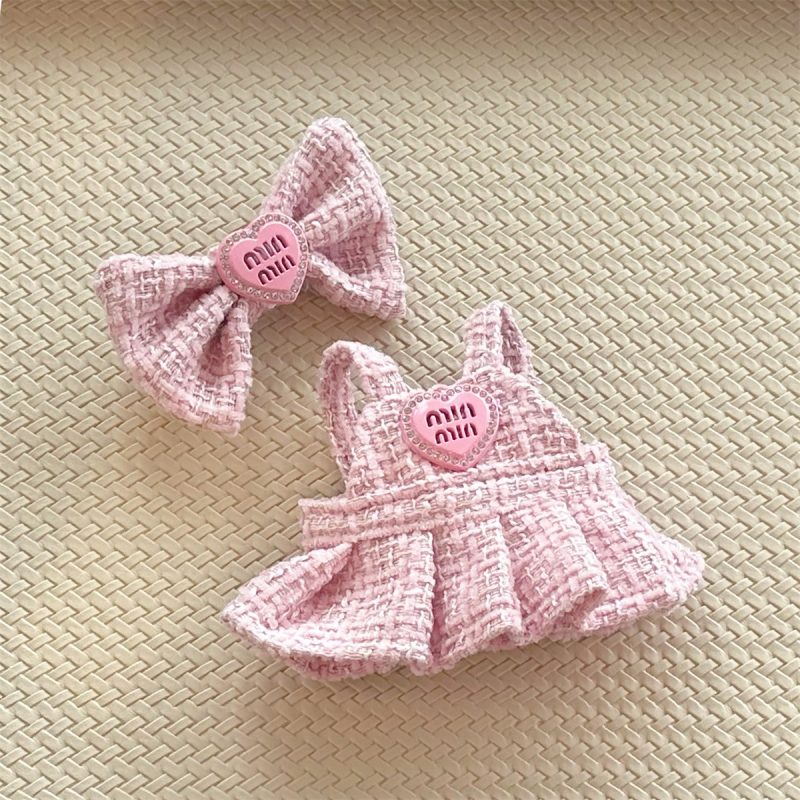 Pink Dress Outfit Set for Labubu with Bow Headpiece - Image 3