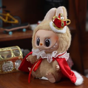 Labubu Clothes – Red Royal King Outfit with Crown, Cape & Collar for 17CM/6.7IN Dolls