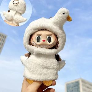 Labubu White Swan Onesie – Handmade Costume for 17CM/6.7IN Dolls