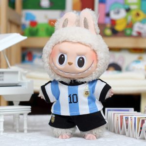 Labubu Clothes – Argentina No.10 Soccer Jersey & Shorts Set for 17CM/6.7IN Dolls