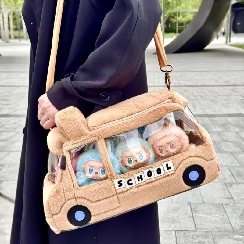 Bus-Shaped Crossbody Bag for Labubu – Holds Up to 10 Dolls - Image 4