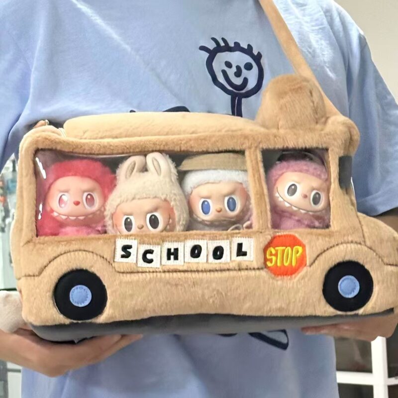 Bus-Shaped Crossbody Bag for Labubu – Holds Up to 10 Dolls - Image 3