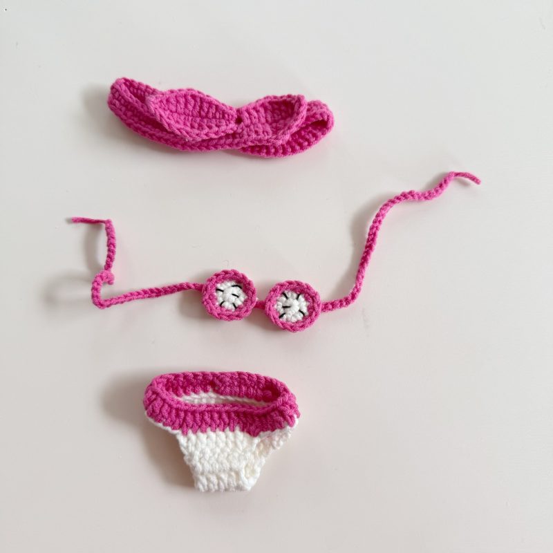 Labubu Dragon Fruit Bikini Set – Vibrant Pink Summer Outfit for 17CM/6.7IN Dolls - Image 2