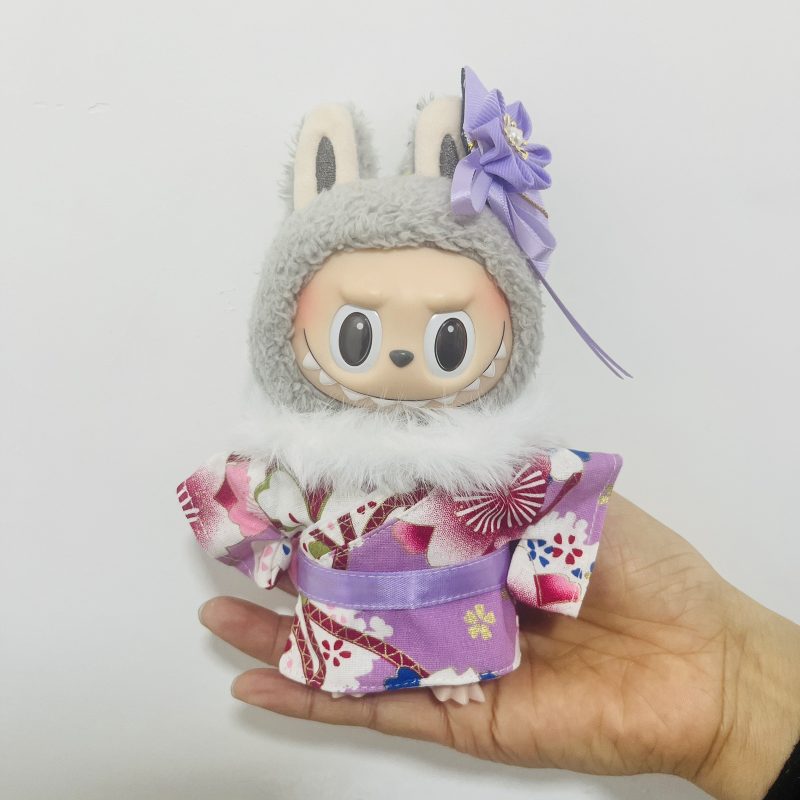 Labubu Girl’s Kimono Outfit – Handmade 2 PCS Traditional Japanese Set for 17CM/6.7IN Doll - Image 2