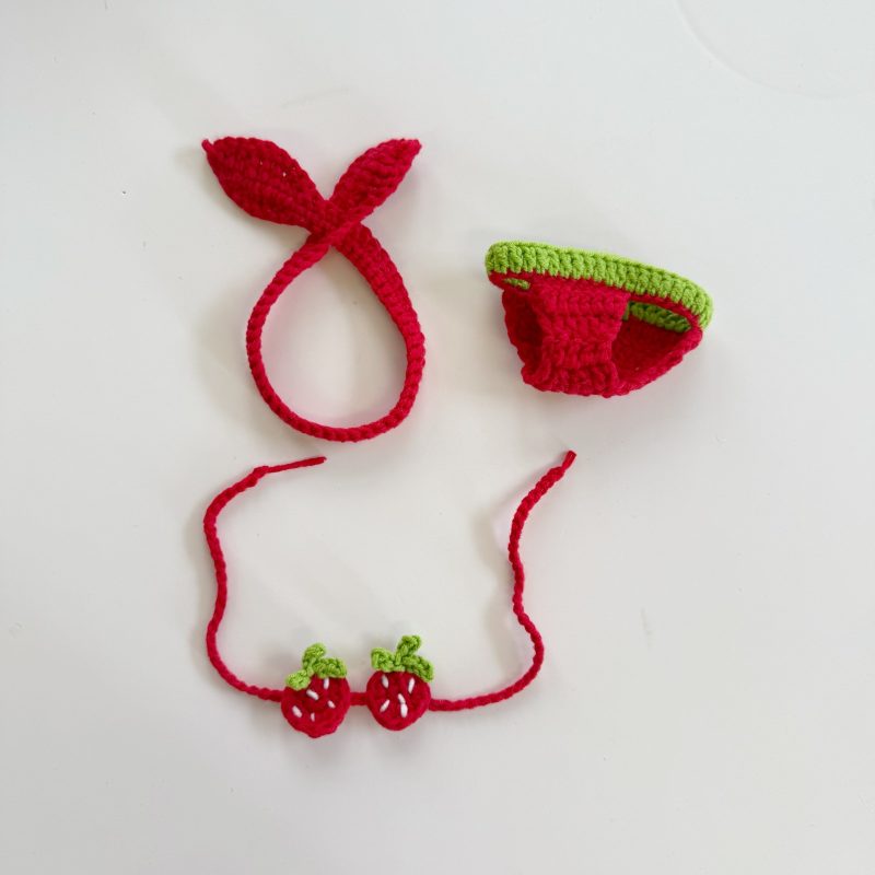 Labubu Strawberry Bikini Set – Cute Summer Swimwear for 17CM/6.7IN Dolls - Image 2