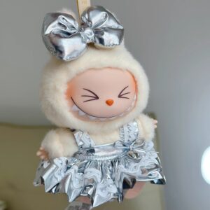 Silver Futuristic Dress Set for Labubu