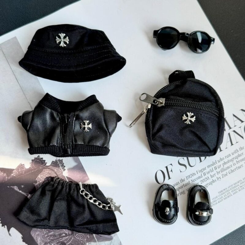 All-Black Streetwear Set for Labubu - Image 3