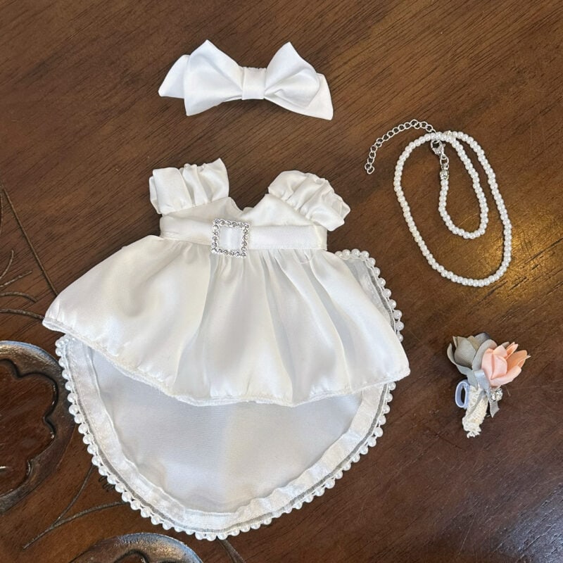 White Long Dress Gown Set for Labubu - Image 3
