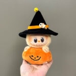 Halloween Pumpkin Outfit with Witch Hat for Labubu