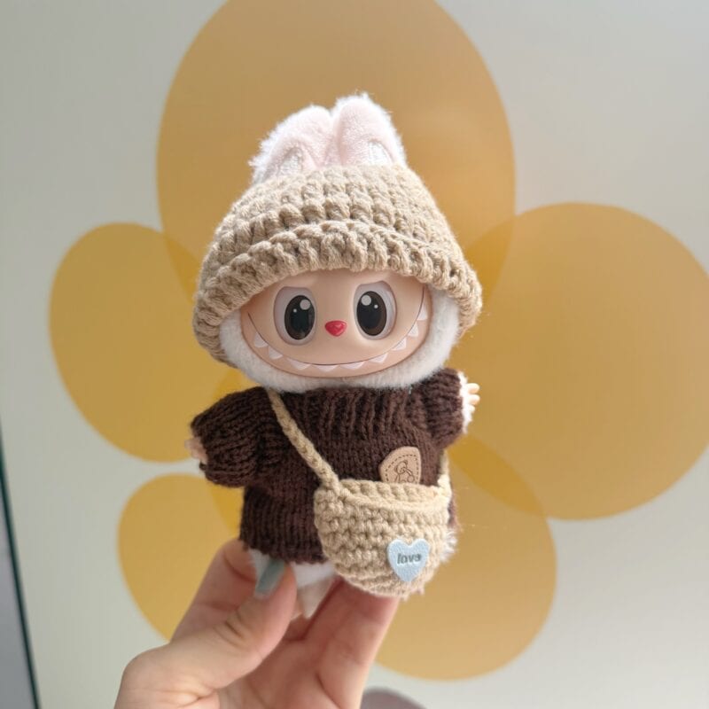 Hand-Knitted Minimalist Outfit for Labubu - Image 3