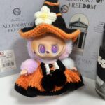 Knitted Halloween Witch Dress with Hat for Labubu