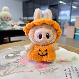 Pumpkin Knit Halloween Outfit for Labubu