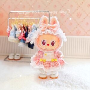 Gingham Princess Dress Set for Labubu