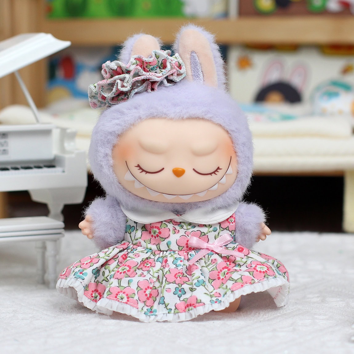 Floral Ruffle Dress Set for Labubu 1 Floral Ruffle Dress Set for Labubu